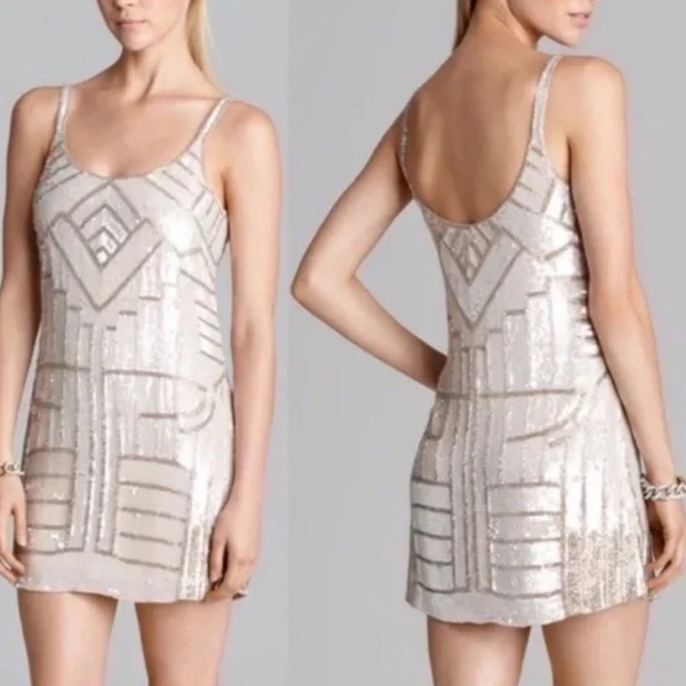 Parker NYC Beaded  Silk Mini Dress Size Medium